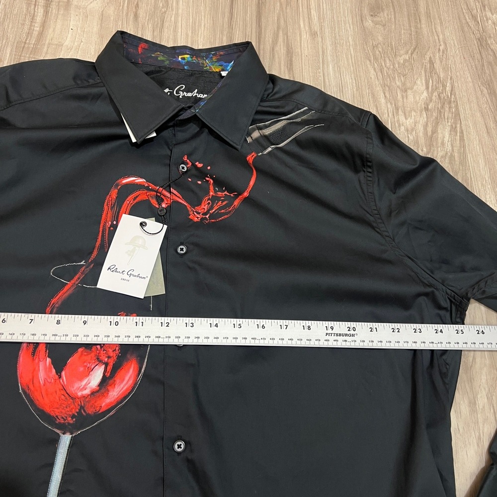 Robert Graham Pinot Noir 3 Shirt Mens 2XL Black Wine Glass Long Sleeve - Picture 4 of 12